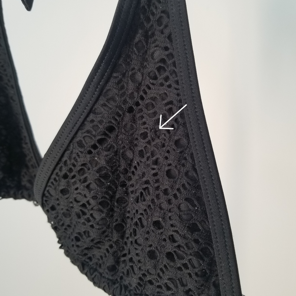 Floral VS Bikini Top Black Swimwear Victoria's Secret Summer V-Neck Monochrome - Picture 7 of 10